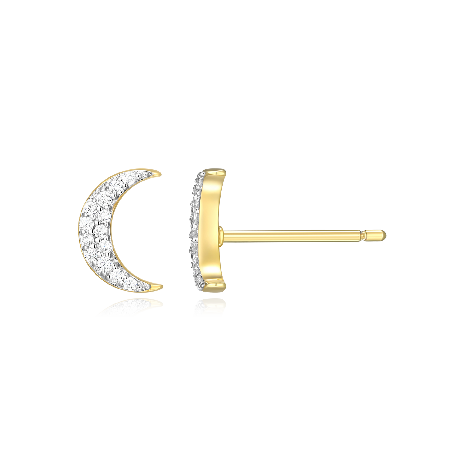Crescent Stud Earrings in 14K Yellow Gold-Plated Sterling Silver | M by Monte Luna