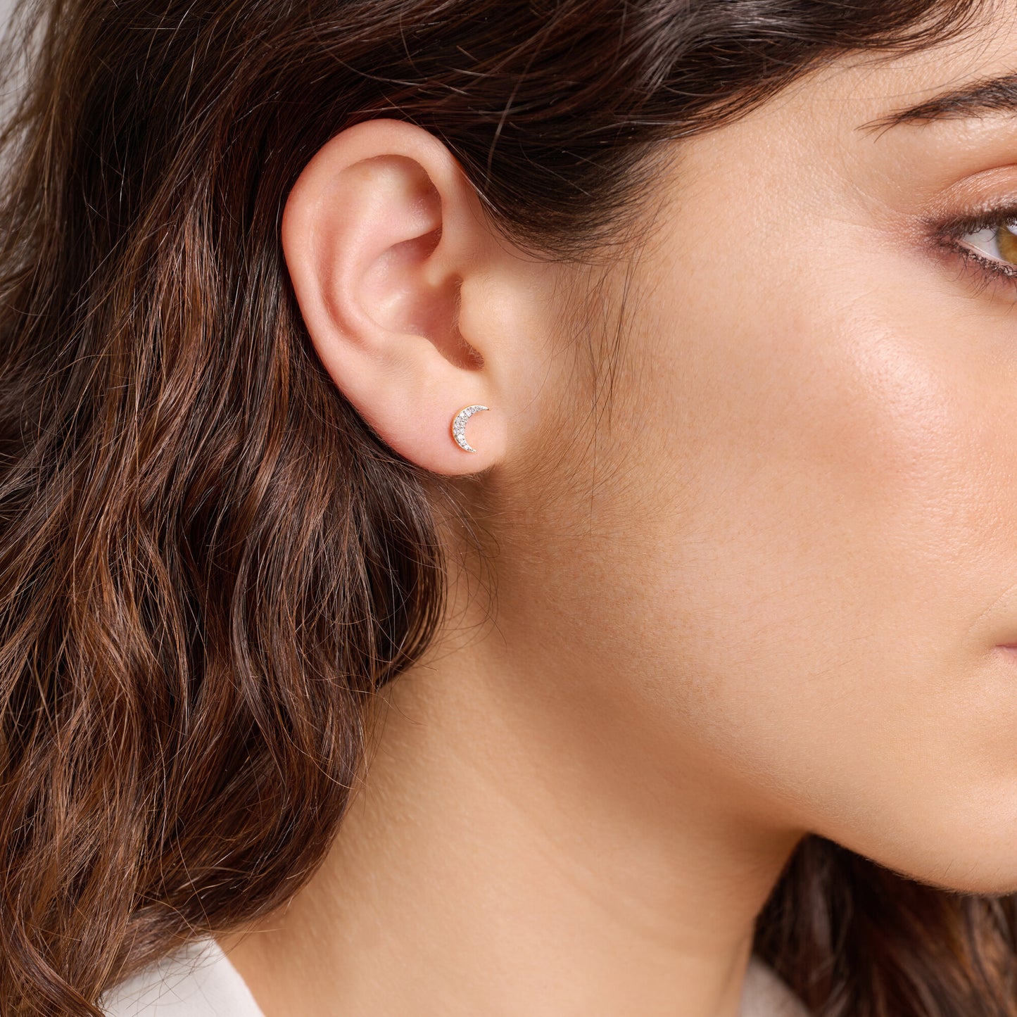 Crescent Stud Earrings in 14K Yellow Gold-Plated Sterling Silver | M by Monte Luna