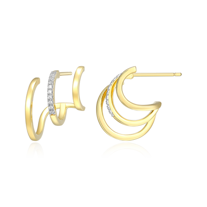 Multi-Hoop Claw Stud Earrings in 14K Yellow Gold-Plated Sterling Silver | M by Monte Luna