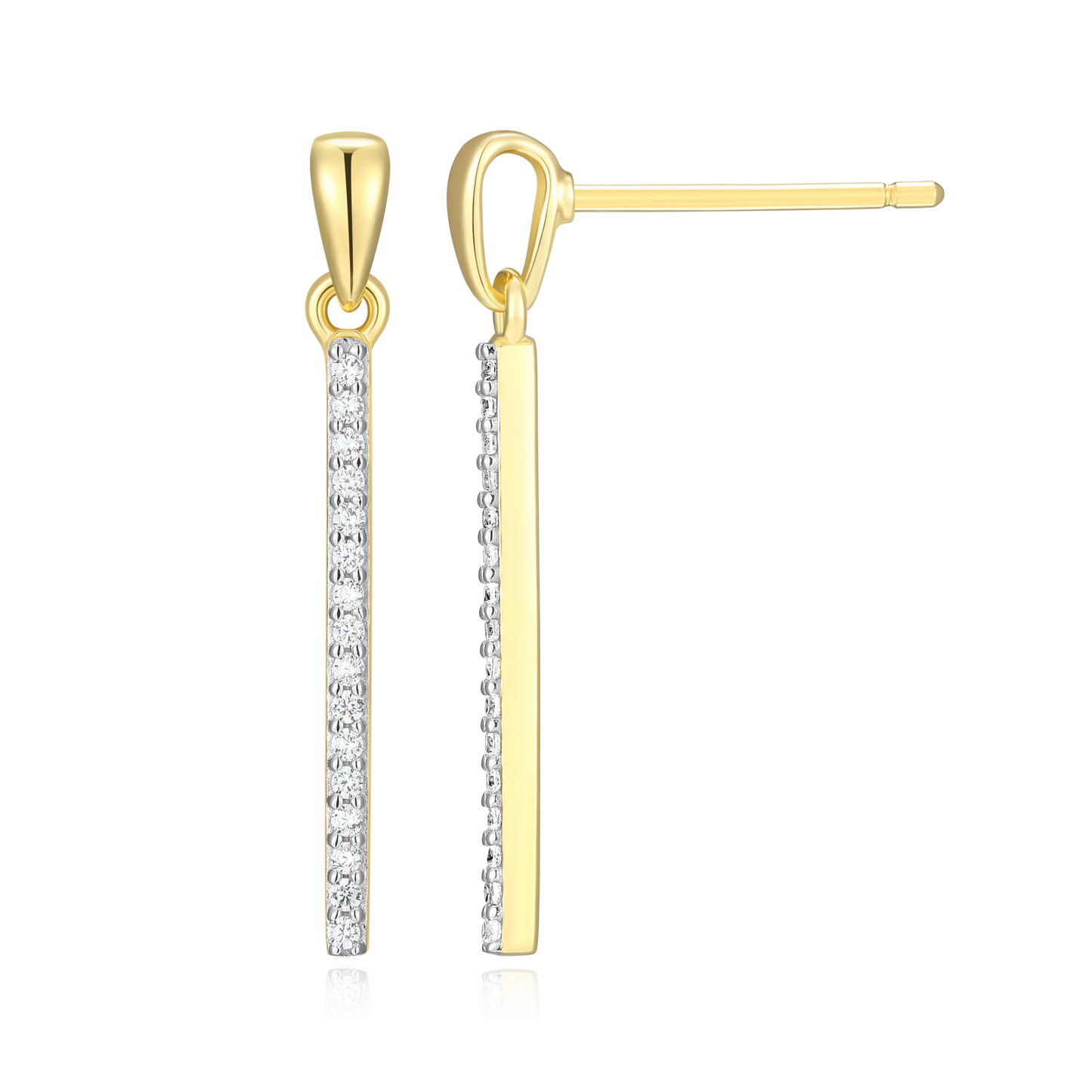 Bar Drop Stud Earrings in 14K Yellow Gold-Plated Sterling Silver | M by Monte Luna