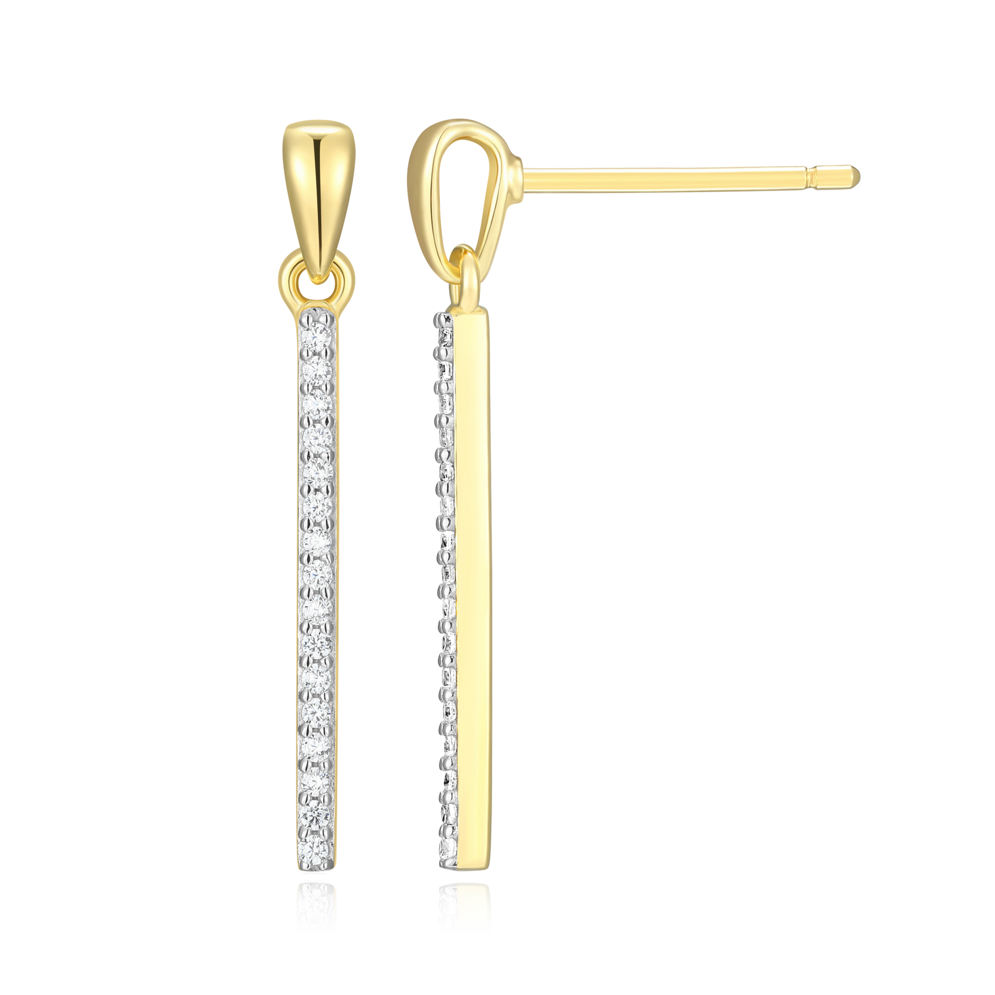 Bar Drop Stud Earrings in 14K Yellow Gold-Plated Sterling Silver | M by Monte Luna