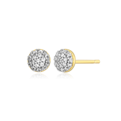 Round Cluster Stud Earrings in 14K Yellow Gold-Plated Sterling Silver | M by Monte Luna