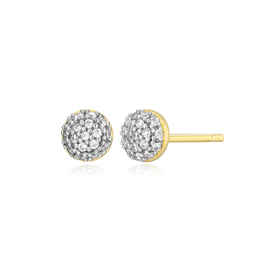 Round Cluster Stud Earrings in 14K Yellow Gold-Plated Sterling Silver | M by Monte Luna