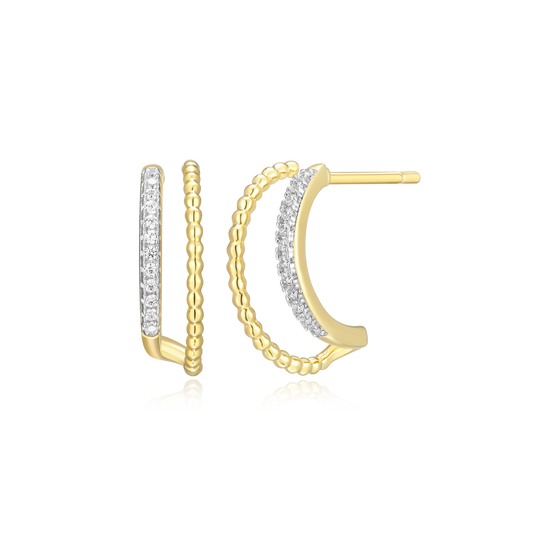 Rope Multi-Hoop Stud Earrings in 14K Yellow Gold-Plated Sterling Silver | M by Monte Luna