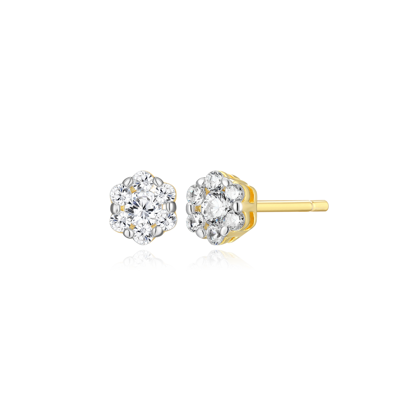 Hex Cluster Lab-Created Diamond Stud Earrings in 14K Yellow Gold-Plated Sterling Silver | M by Monte Luna