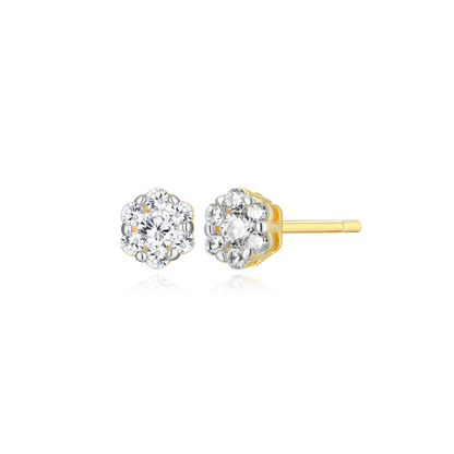Hex Cluster Lab-Created Diamond Stud Earrings in 14K Yellow Gold-Plated Sterling Silver | M by Monte Luna