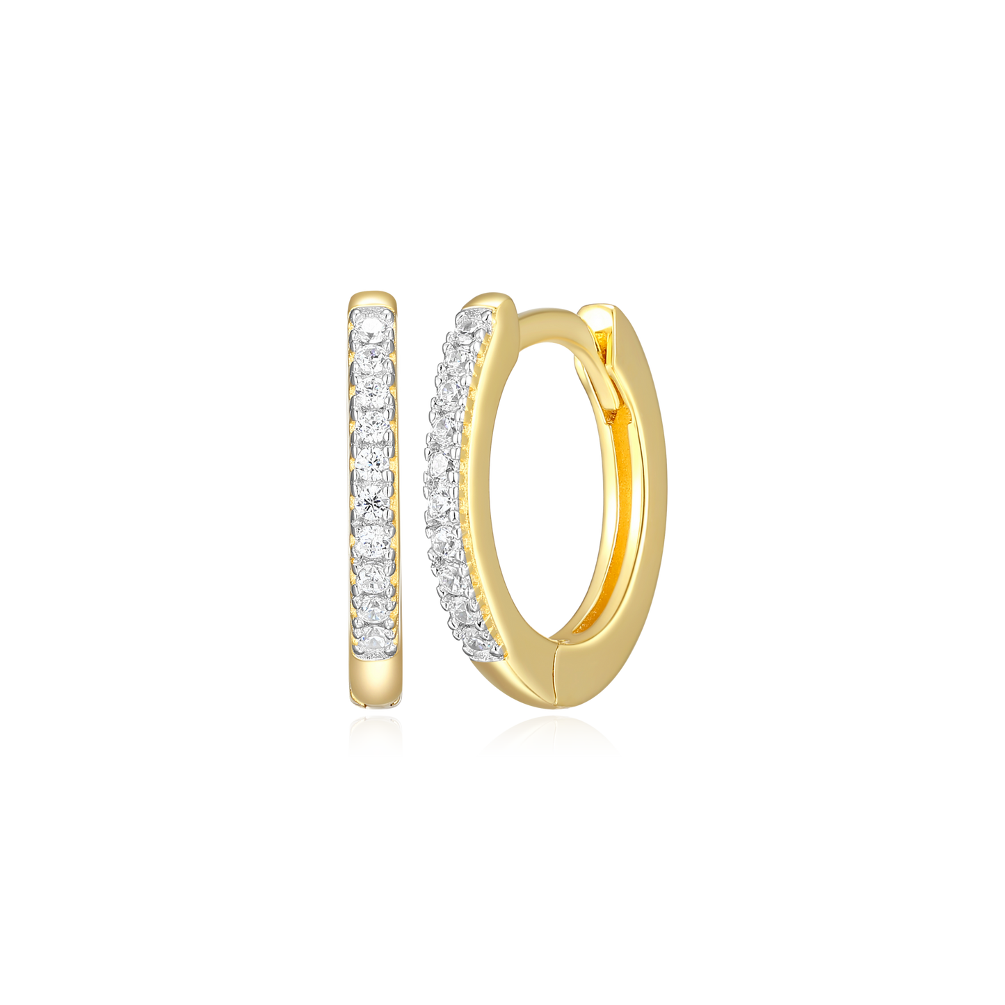 Single Row Hoop Earrings in 14K Yellow Gold-Plated Sterling Silver | M by Monte Luna