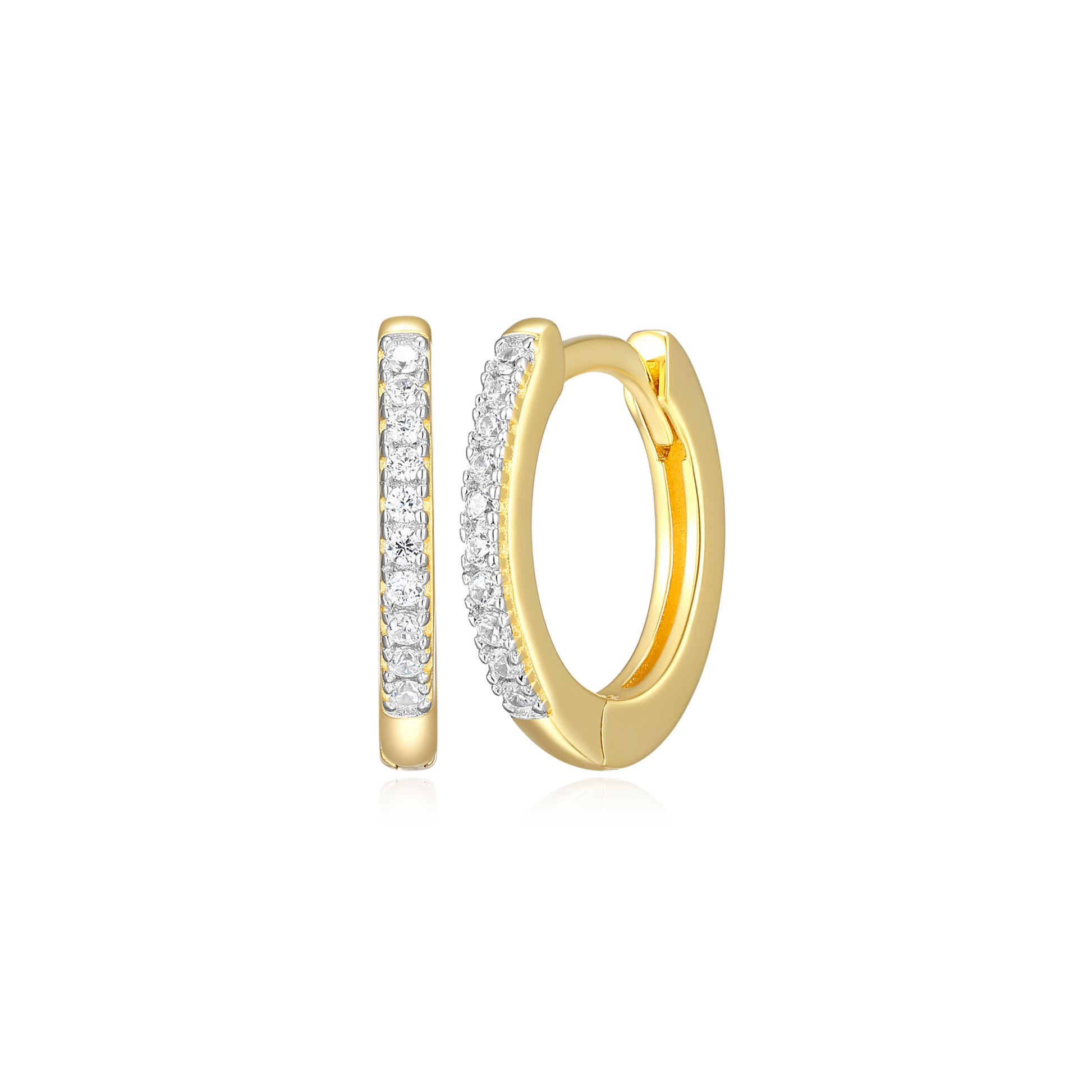 Single Row Hoop Earrings in 14K Yellow Gold-Plated Sterling Silver | M by Monte Luna