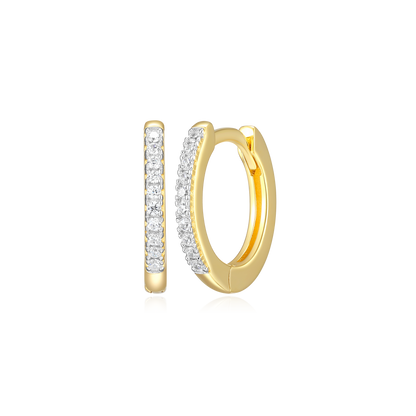 Single Row Hoop Earrings in 14K Yellow Gold-Plated Sterling Silver | M by Monte Luna