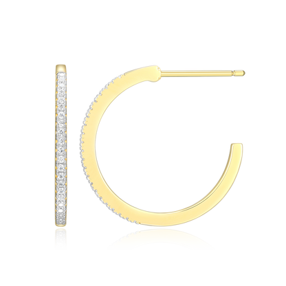 Large J-Hoop Stud Earrings in 14K Yellow Gold-Plated Sterling Silver | M by Monte Luna