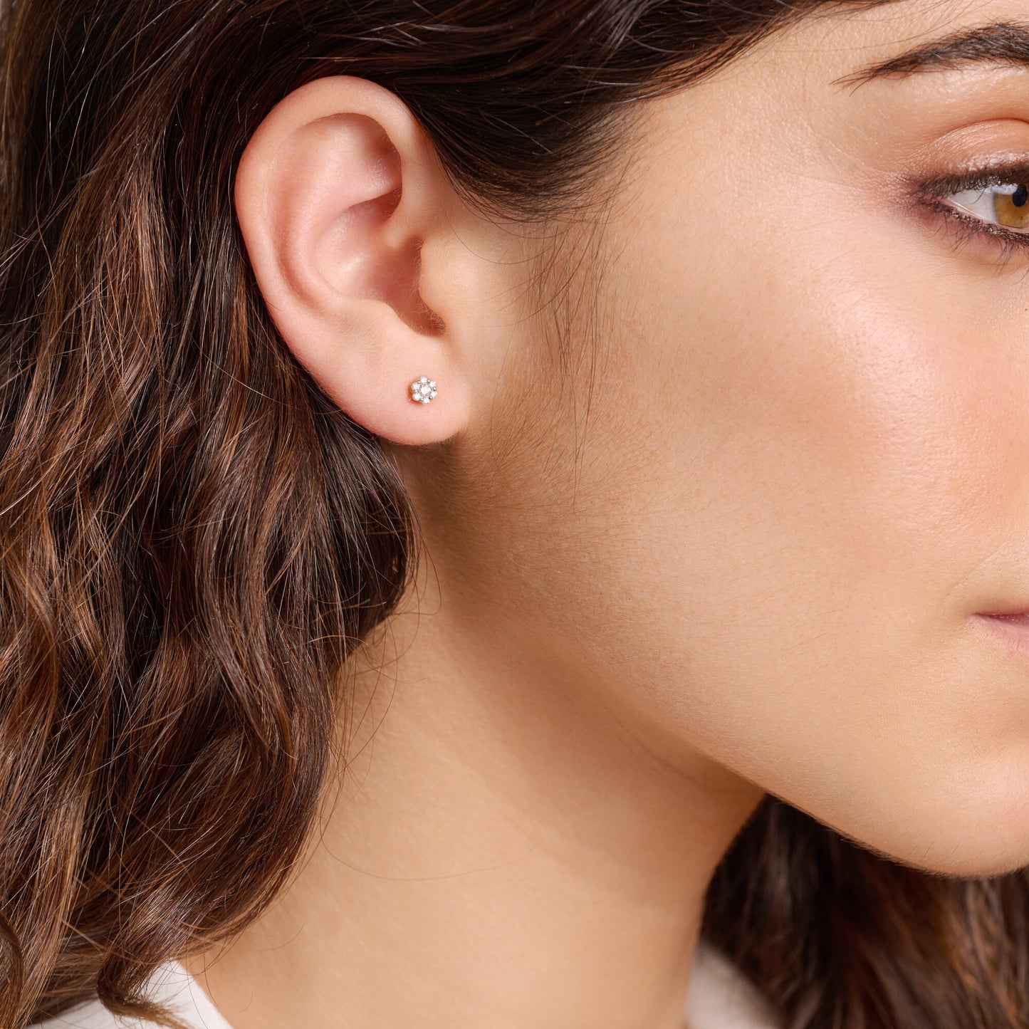 Petite Hex Cluster Lab-Created Diamond Stud Earrings in 14K Yellow Gold-Plated Sterling Silver | M by Monte Luna