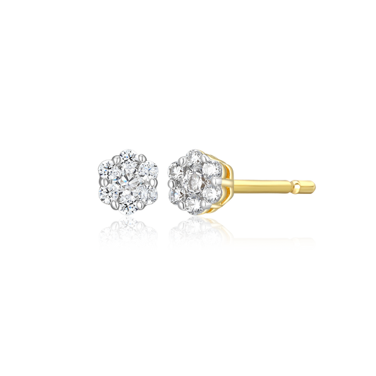 Petite Hex Cluster Lab-Created Diamond Stud Earrings in 14K Yellow Gold-Plated Sterling Silver | M by Monte Luna
