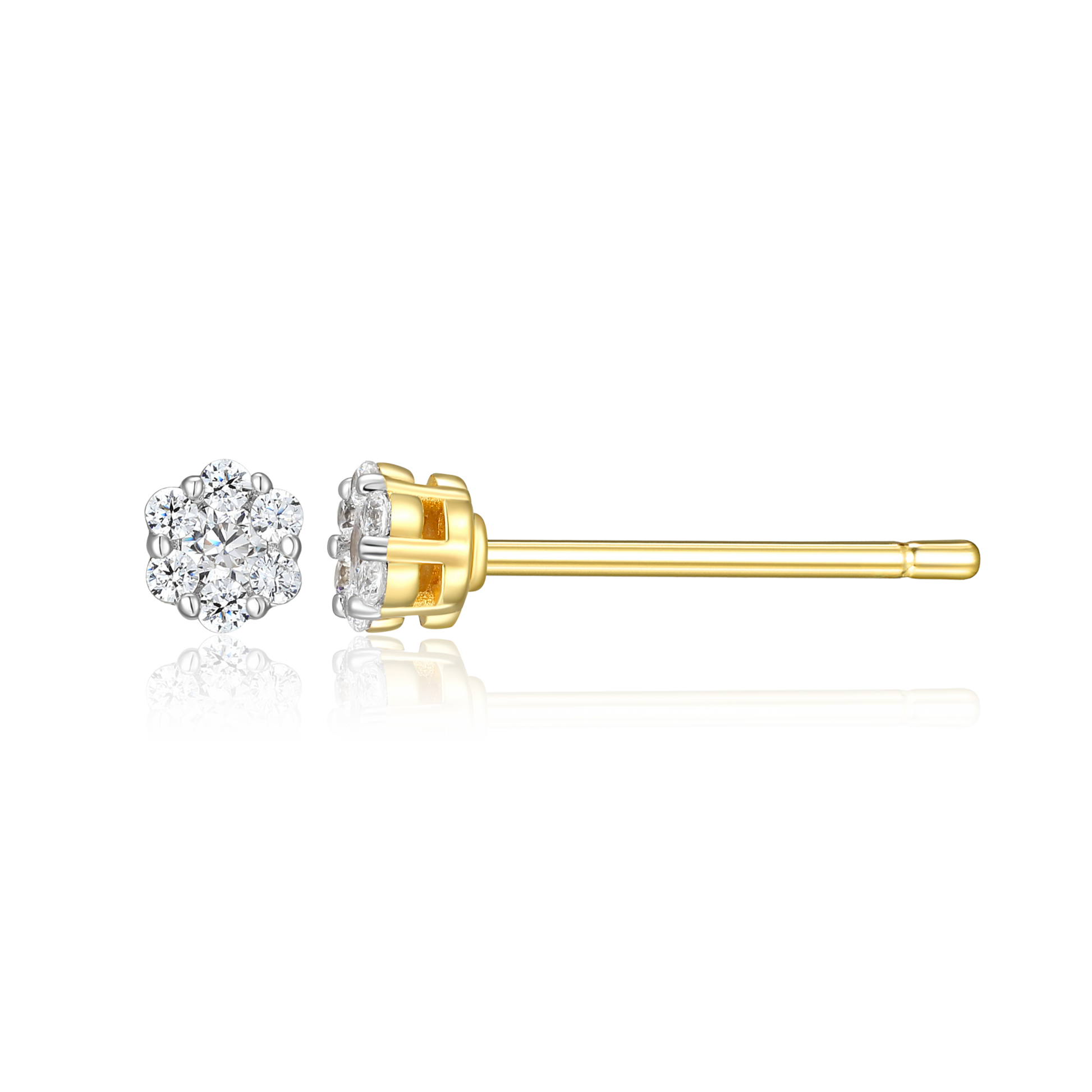 Petite Hex Cluster Lab-Created Diamond Stud Earrings in 14K Yellow Gold-Plated Sterling Silver | M by Monte Luna