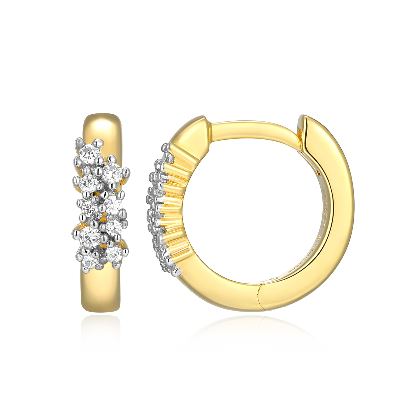 Scattered Lab-Created Diamond Huggie Earrings in 14K Gold & Rhodium-Plated Sterling Silver | M by Monte Luna