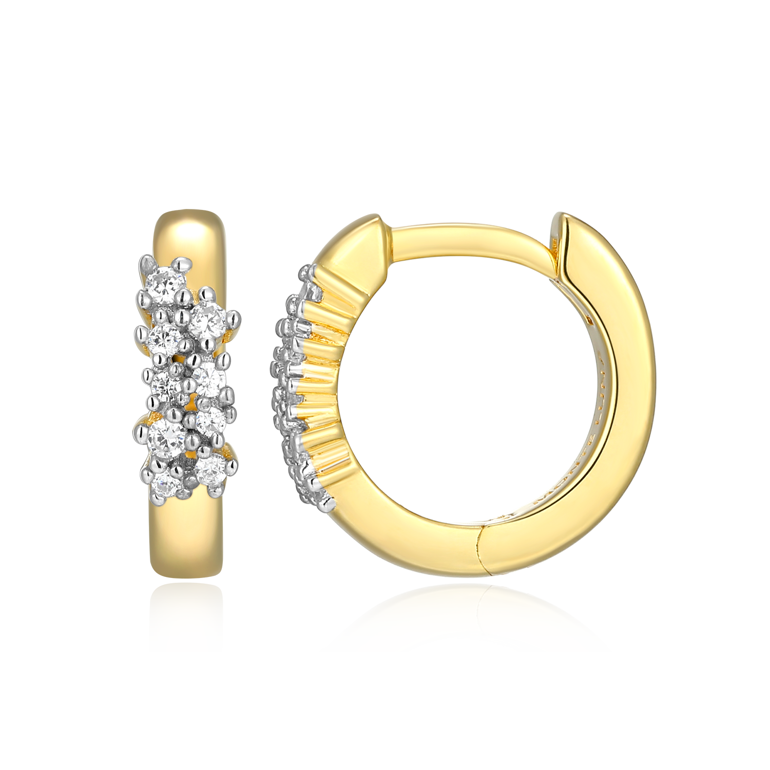 Scattered Lab-Created Diamond Huggie Earrings in 14K Gold & Rhodium-Plated Sterling Silver | M by Monte Luna