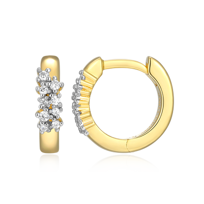 Scattered Lab-Created Diamond Huggie Earrings in 14K Gold & Rhodium-Plated Sterling Silver | M by Monte Luna