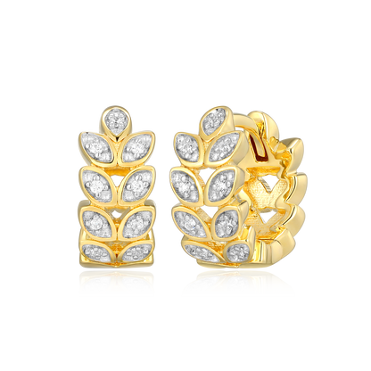 Marquis Flower Lab-Created Diamond Huggie Earrings in 14K Gold & Rhodium-Plated Sterling Silver | M by Monte Luna