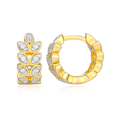 Marquis Flower Lab-Created Diamond Huggie Earrings in 14K Gold & Rhodium-Plated Sterling Silver | M by Monte Luna