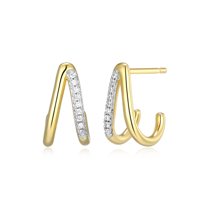 Split Hoop Lab-Created Diamond Huggie Earrings in 14K Gold & Rhodium-Plated Sterling Silver | M by Monte Luna