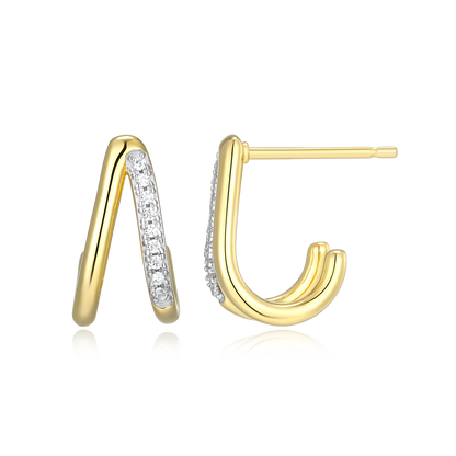 Split Hoop Lab-Created Diamond Huggie Earrings in 14K Gold & Rhodium-Plated Sterling Silver | M by Monte Luna