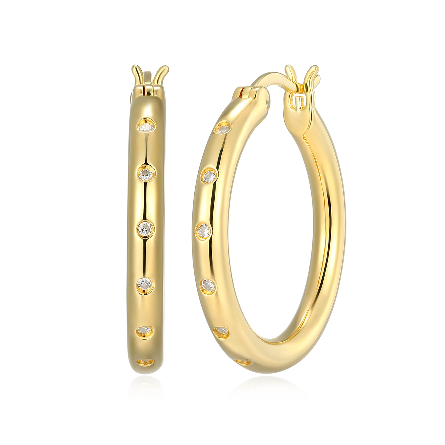 Slim Bezel-Set Lab-Created Diamond Hoop Earrings in 14K Gold-Plated Sterling Silver | M by Monte Luna