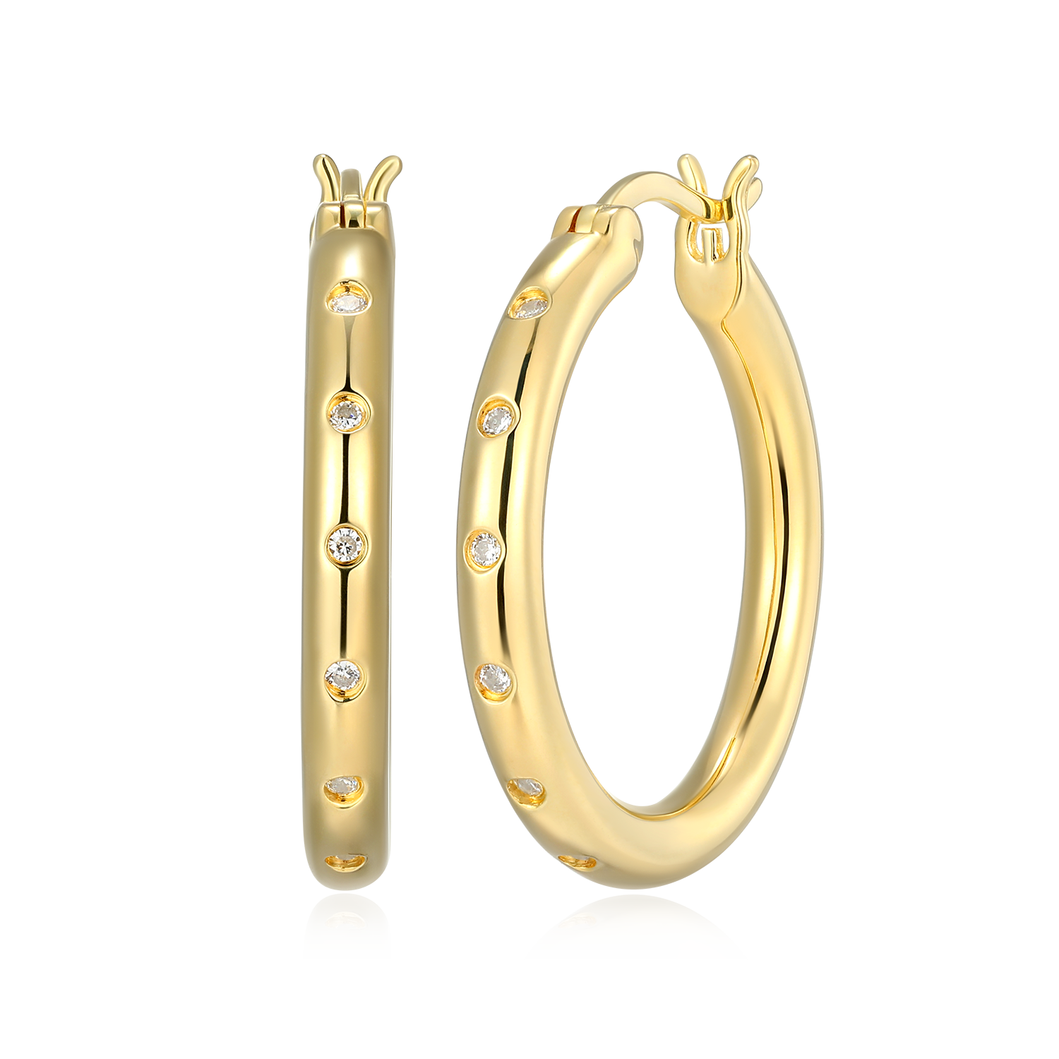 Slim Bezel-Set Lab-Created Diamond Hoop Earrings in 14K Gold-Plated Sterling Silver | M by Monte Luna