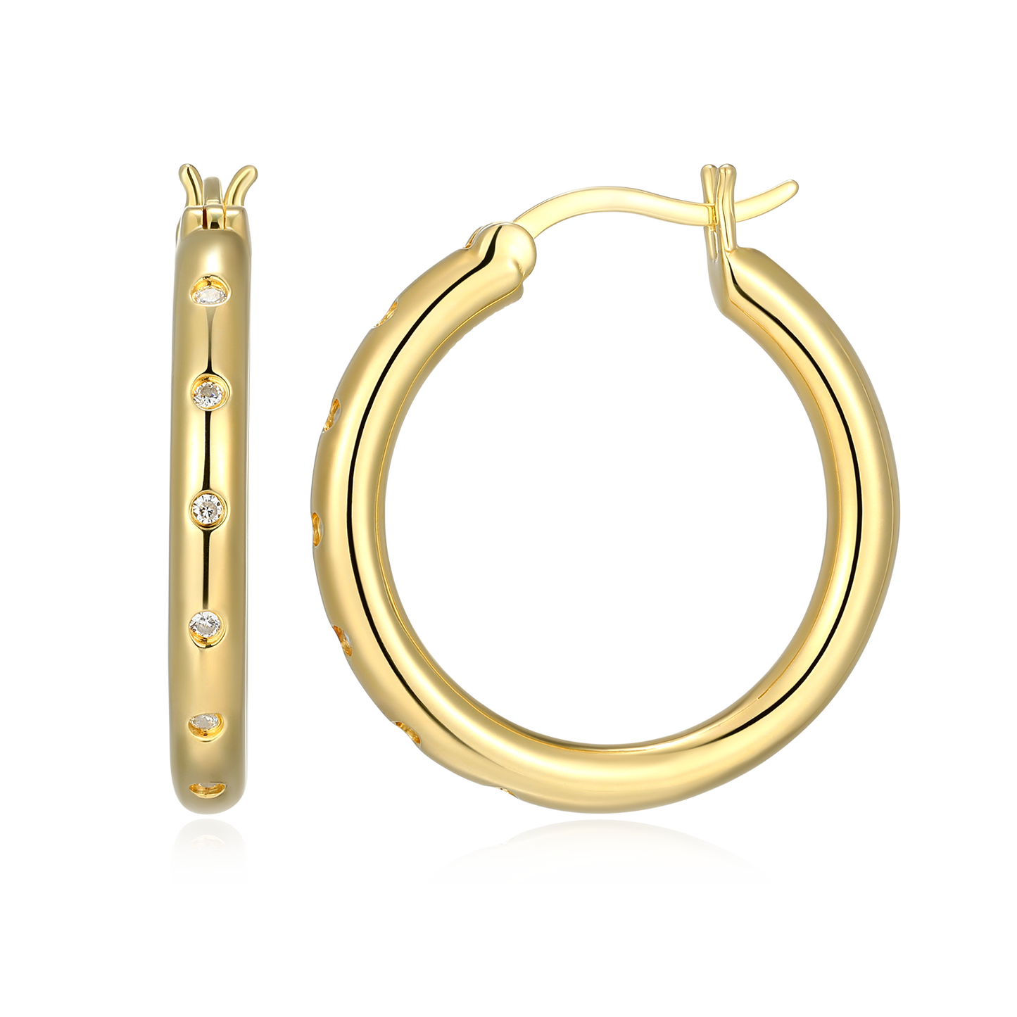 Slim Bezel-Set Lab-Created Diamond Hoop Earrings in 14K Gold-Plated Sterling Silver | M by Monte Luna
