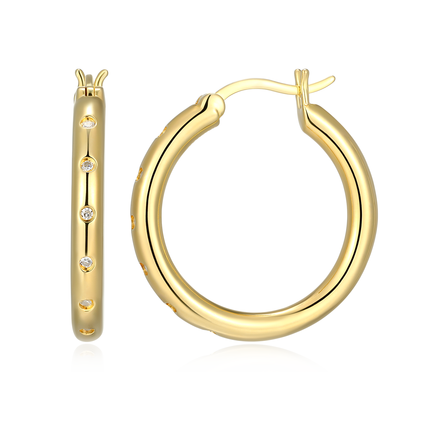 Slim Bezel-Set Lab-Created Diamond Hoop Earrings in 14K Gold-Plated Sterling Silver | M by Monte Luna