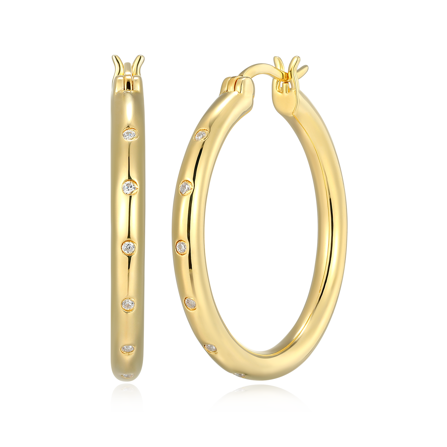 Classic Bezel-Set Lab-Created Diamond Hoop Earrings in 14K Gold-Plated Sterling Silver | M by Monte Luna