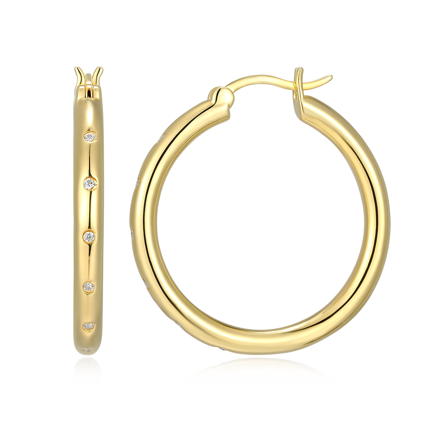 Classic Bezel-Set Lab-Created Diamond Hoop Earrings in 14K Gold-Plated Sterling Silver | M by Monte Luna