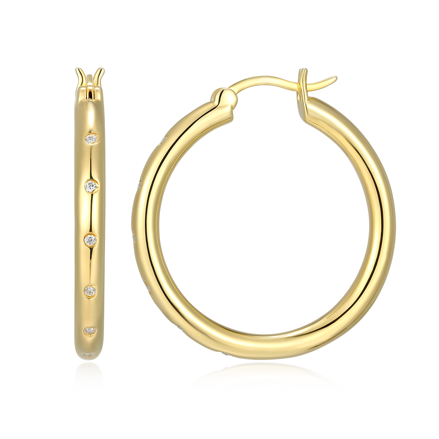 Classic Bezel-Set Lab-Created Diamond Hoop Earrings in 14K Gold-Plated Sterling Silver | M by Monte Luna