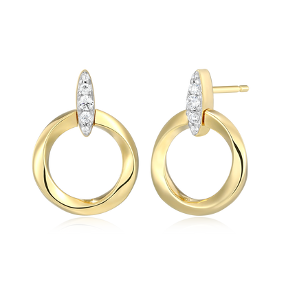 Knife Edge Circle Link Lab-Created Diamond Stud Earrings in 14K Gold & Rhodium-Plated Sterling Silver | M by Monte Luna