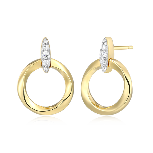 Knife Edge Circle Link Lab-Created Diamond Stud Earrings in 14K Gold & Rhodium-Plated Sterling Silver | M by Monte Luna
