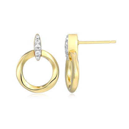 Knife Edge Circle Link Lab-Created Diamond Stud Earrings in 14K Gold & Rhodium-Plated Sterling Silver | M by Monte Luna