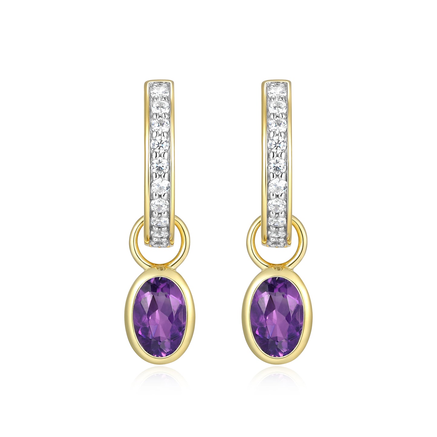 BE0222Y - February Birthstone Charm Huggie Earrings | m by monte luna
