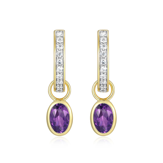 BE0222Y - February Birthstone Charm Huggie Earrings | m by monte luna