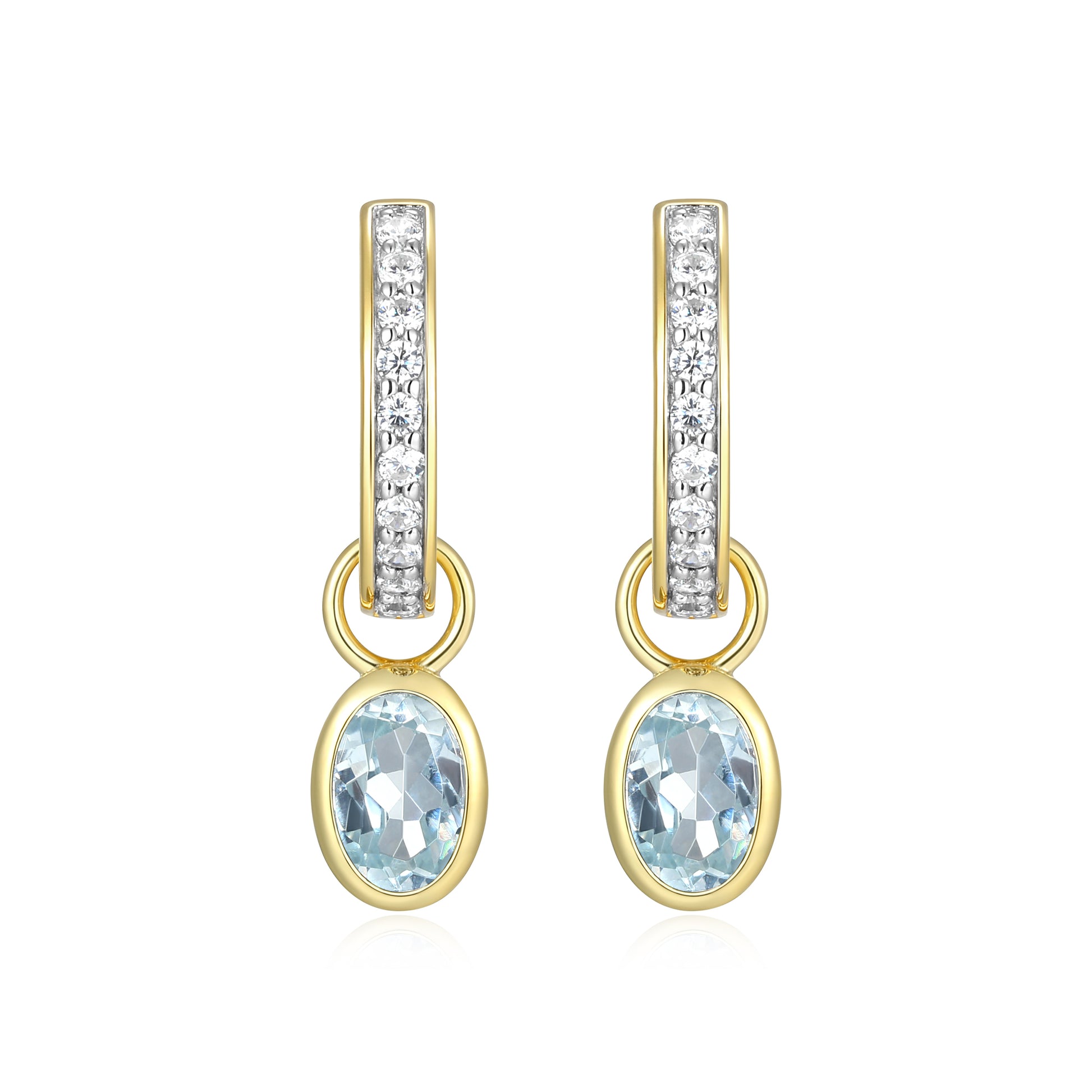 BE0232Y - March Birthstone Charm Huggie Earrings | m by monte luna
