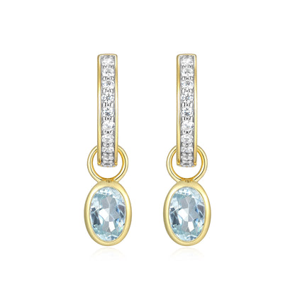 BE0232Y - March Birthstone Charm Huggie Earrings | m by monte luna