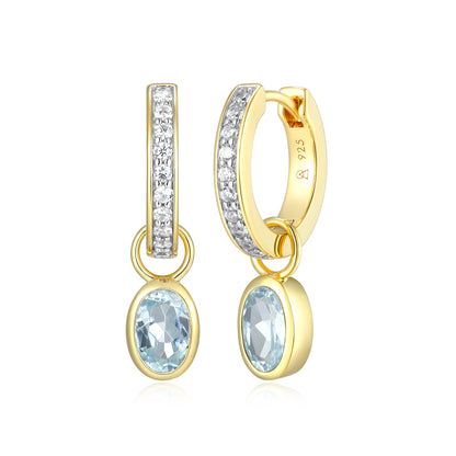 BE0232Y - March Birthstone Charm Huggie Earrings | m by monte luna