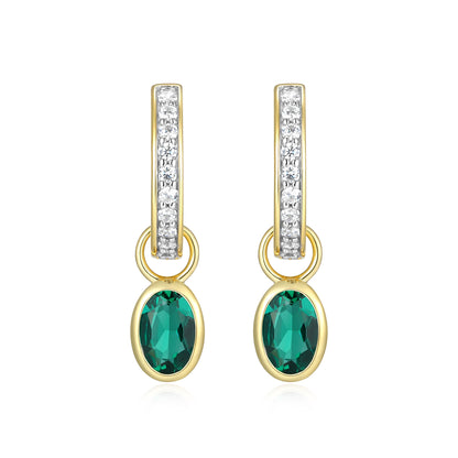 BE0225Y - May Birthstone Charm Huggie Earrings | m by monte luna