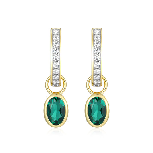 BE0225Y - May Birthstone Charm Huggie Earrings | m by monte luna