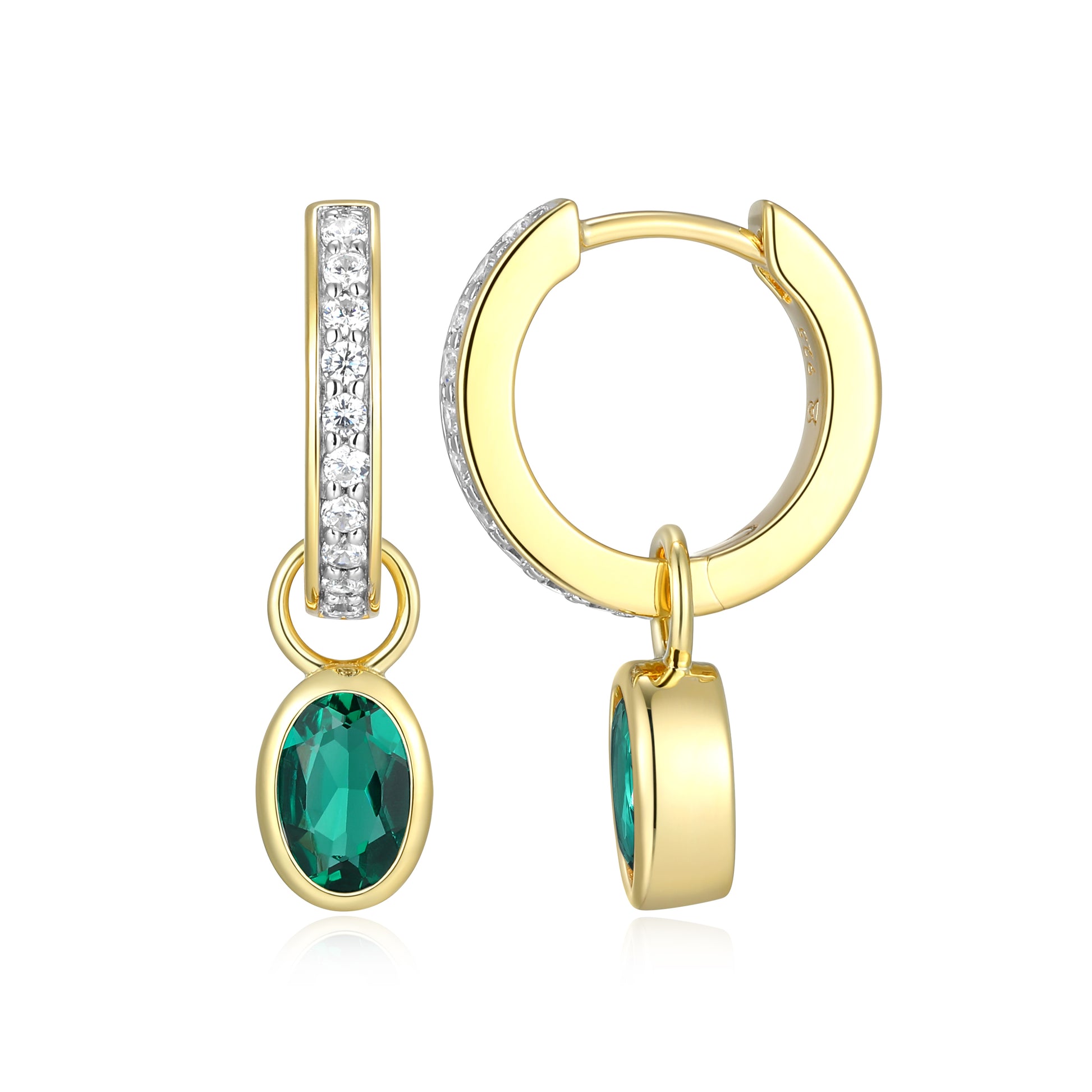 BE0225Y - May Birthstone Charm Huggie Earrings | m by monte luna
