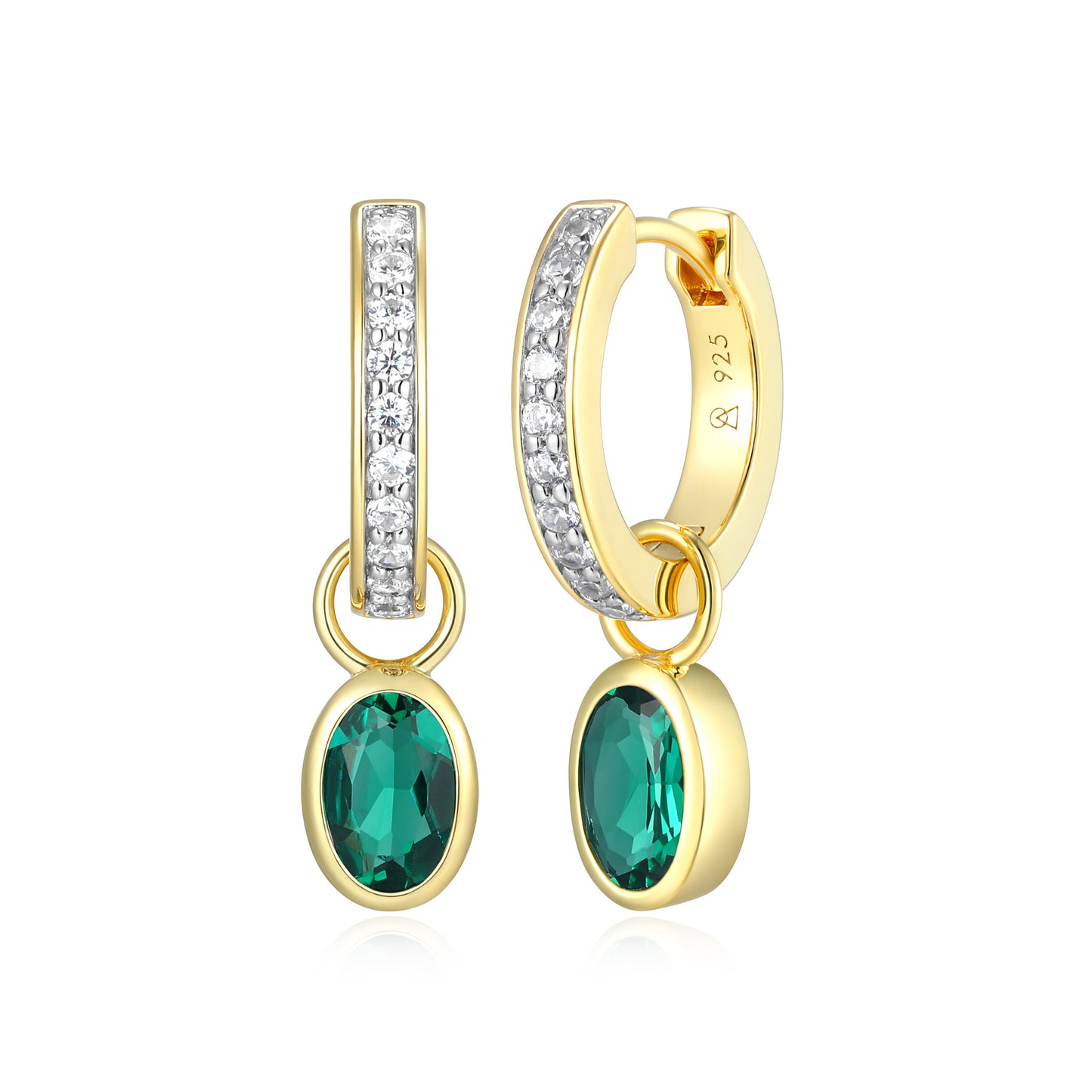 BE0225Y - May Birthstone Charm Huggie Earrings | m by monte luna