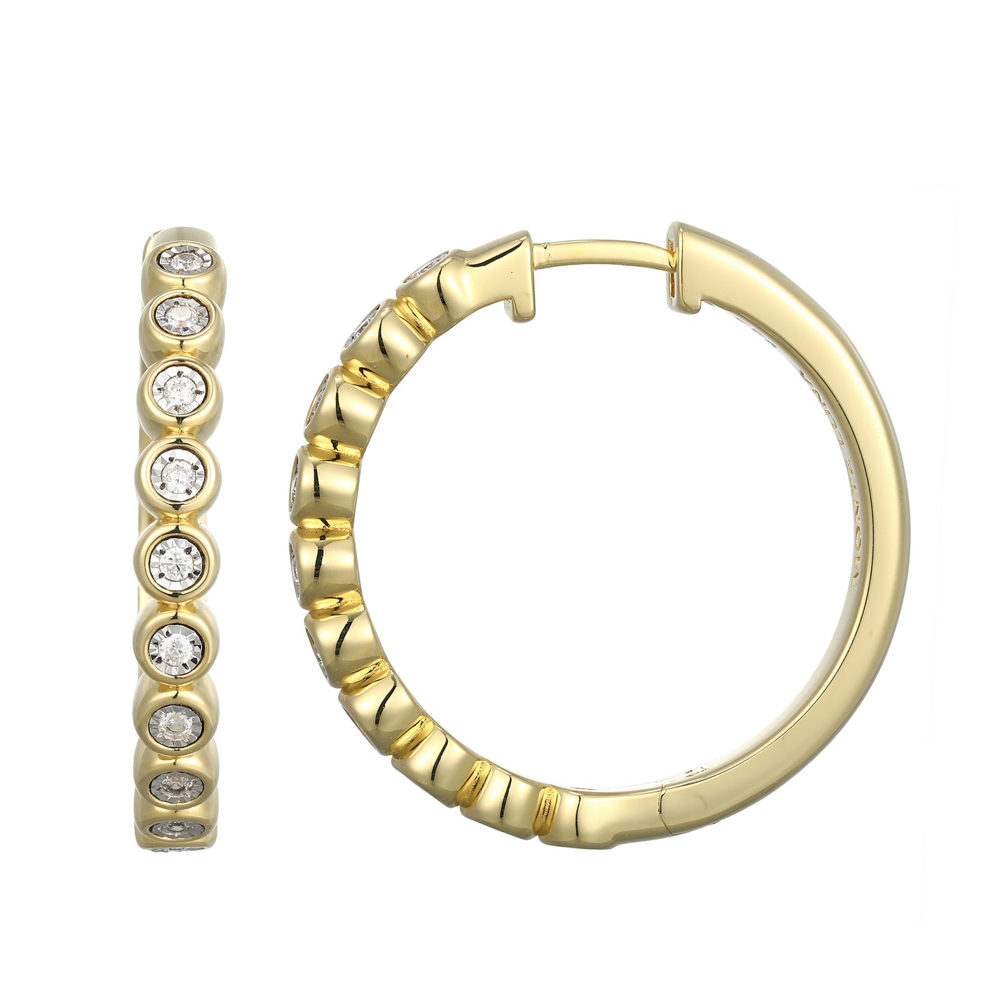 BE0260Y - Bezel-Set Lab-Created Diamond Hoop Earrings | m by monte luna