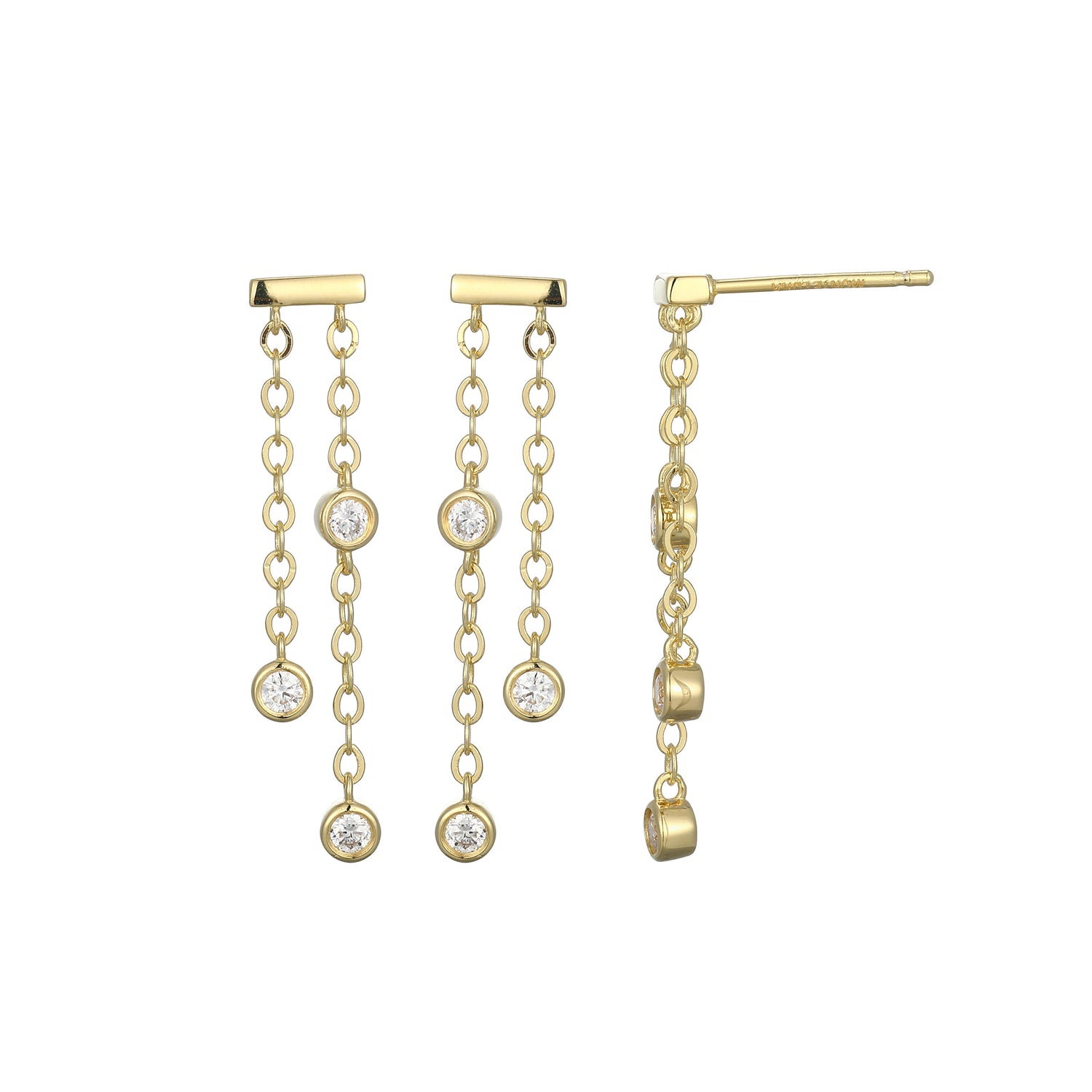 BE0263Y - Bezel-Set Lab-Created Diamond Chain Dangle Earrings | m by monte luna
