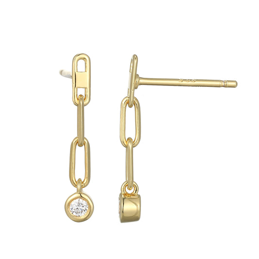 BE0261Y - Paperclip Bezel Set Lab-Created Diamond Drop Earrings | m by monte luna