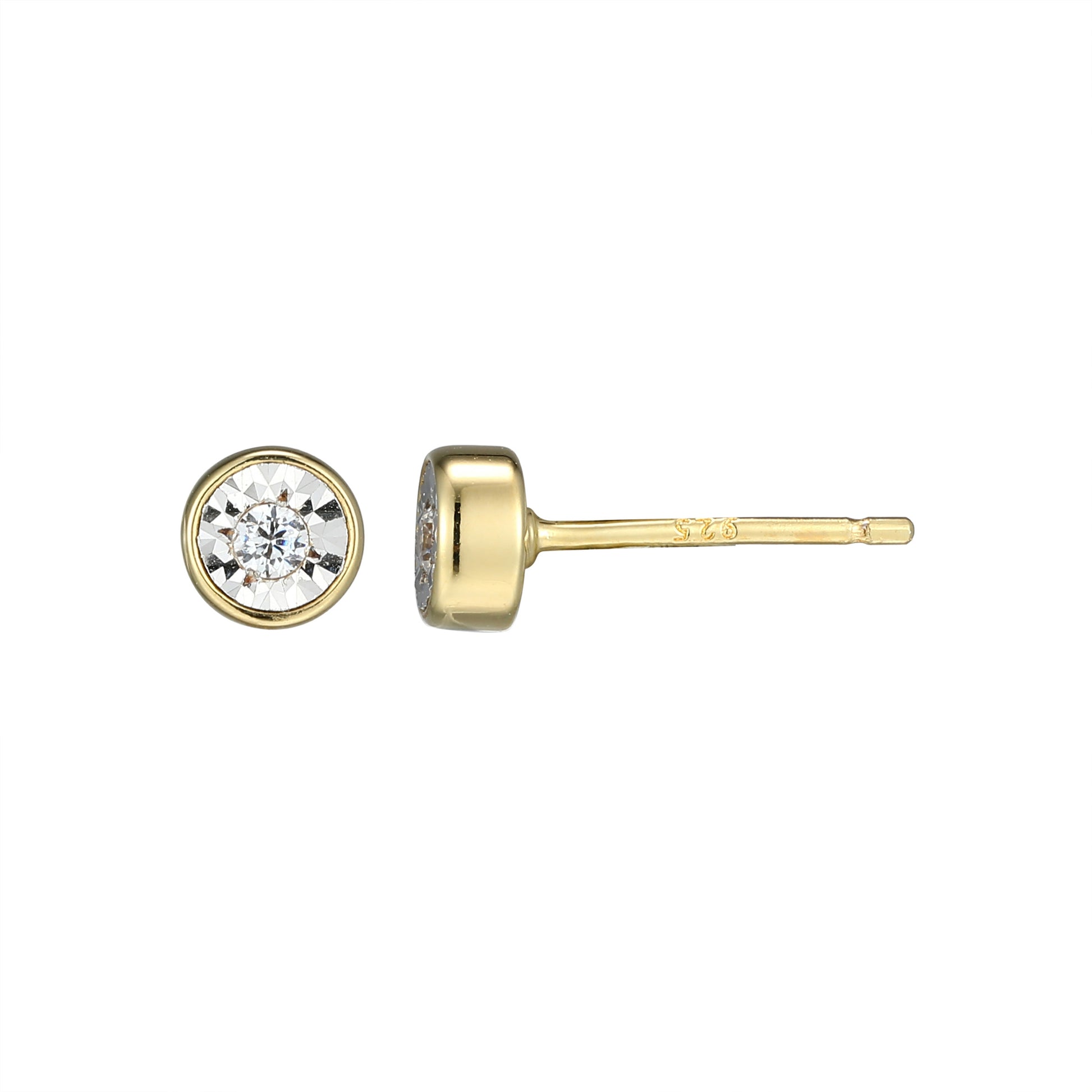 BE0259Y - Medium Bezel-Set Lab-Created Diamond Stud Earrings | m by monte luna