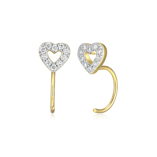 BE0315Y - Pavé Heart Curved Post Earrings | m by monte luna