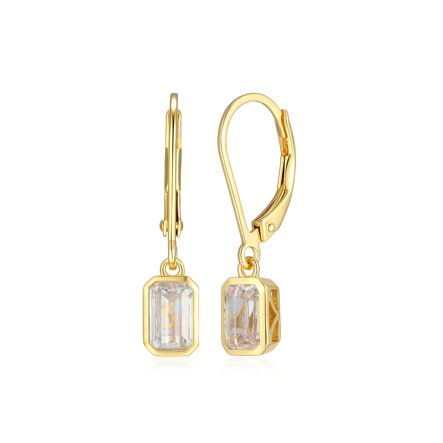 ME0136Y - Bezel Emerald Leverback Earrings | Monte Luna