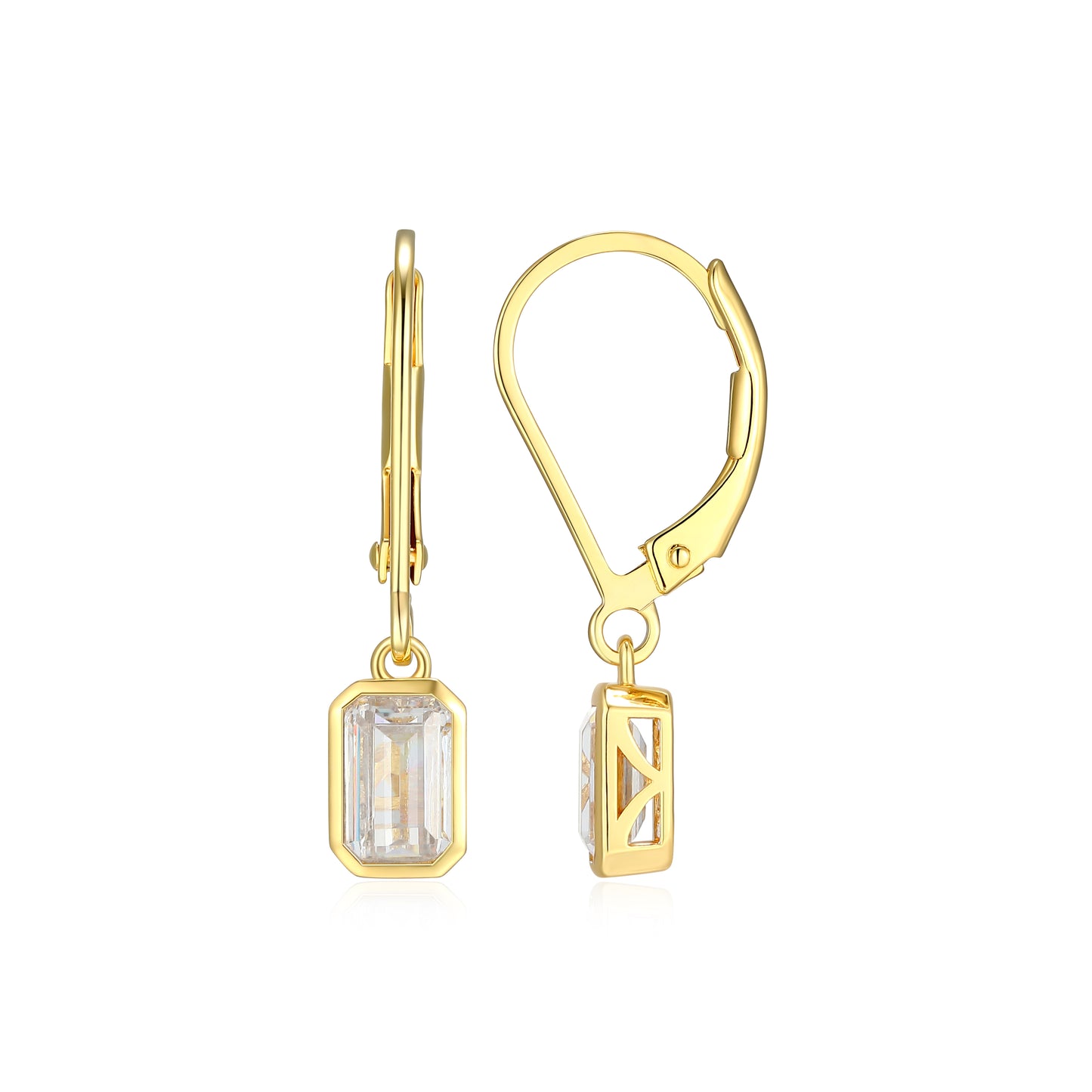 ME0136Y - Bezel Emerald Leverback Earrings | Monte Luna
